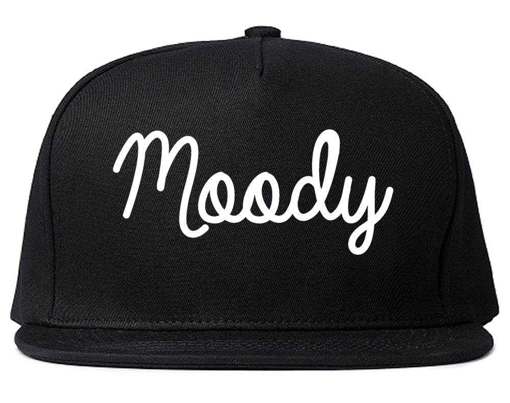 Moody Alabama AL Script Mens Snapback Hat Black