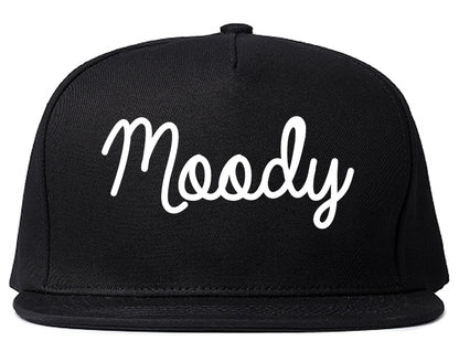 Moody Alabama AL Script Mens Snapback Hat Black