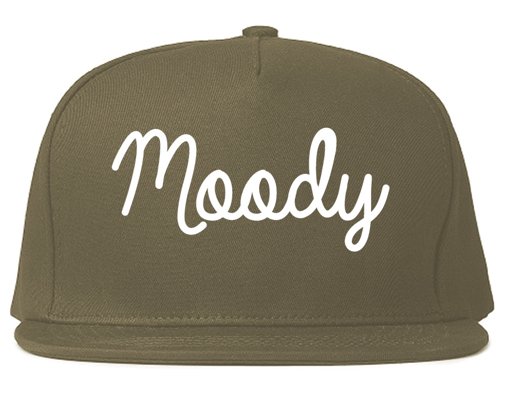 Moody Alabama AL Script Mens Snapback Hat Grey