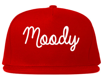 Moody Alabama AL Script Mens Snapback Hat Red
