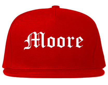 Moore Oklahoma OK Old English Mens Snapback Hat Red