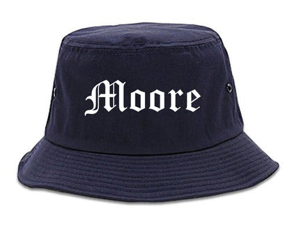 Moore Oklahoma OK Old English Mens Bucket Hat Navy Blue