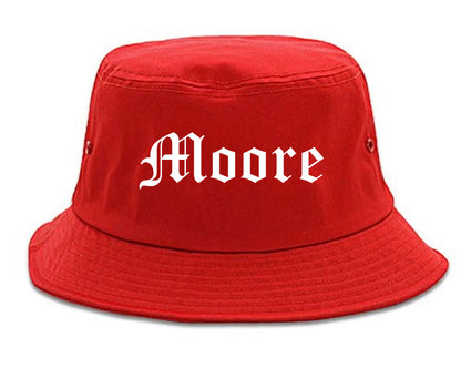 Moore Oklahoma OK Old English Mens Bucket Hat Red