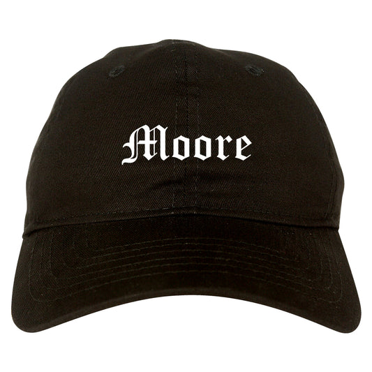 Moore Oklahoma OK Old English Mens Dad Hat Baseball Cap Black