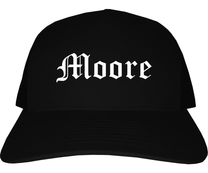 Moore Oklahoma OK Old English Mens Trucker Hat Cap Black