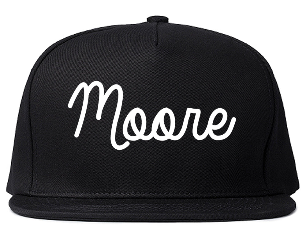Moore Oklahoma OK Script Mens Snapback Hat Black