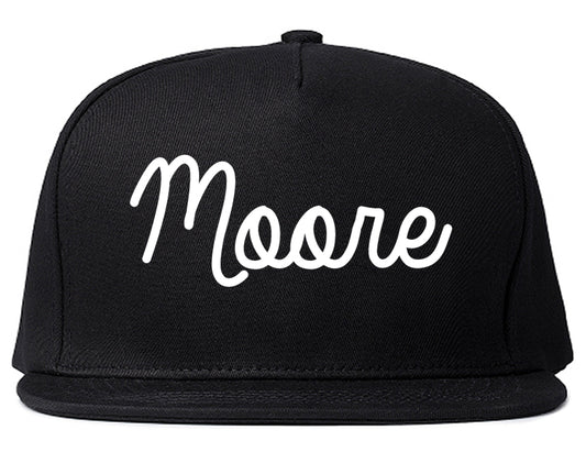 Moore Oklahoma OK Script Mens Snapback Hat Black