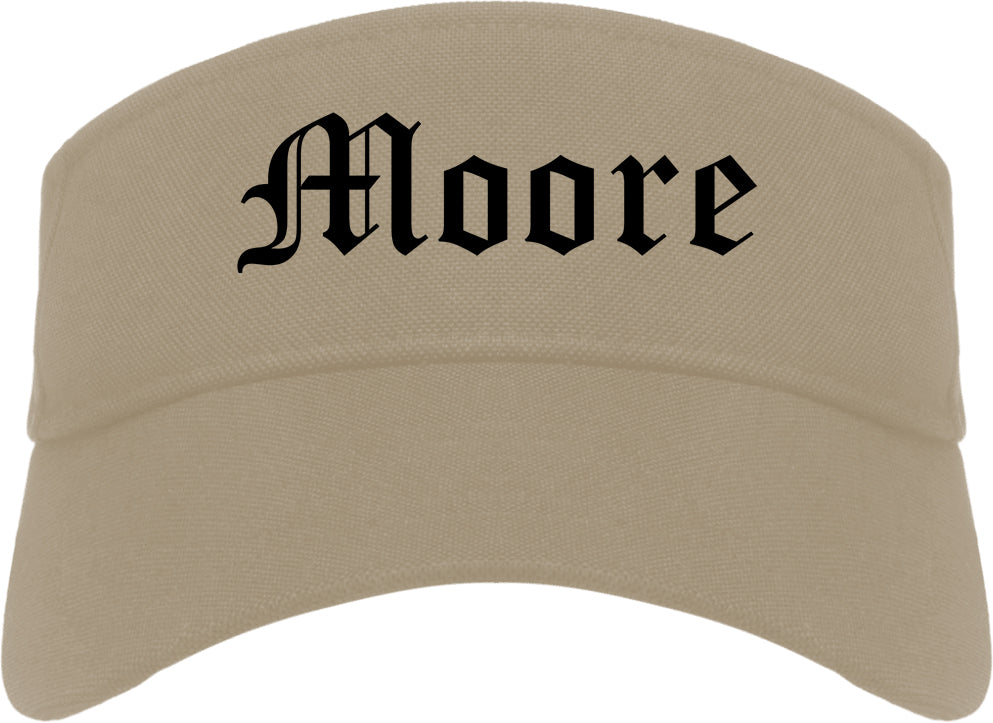 Moore Oklahoma OK Old English Mens Visor Cap Hat Khaki