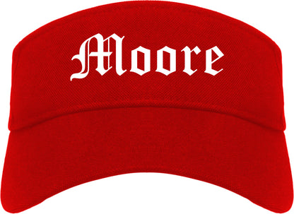Moore Oklahoma OK Old English Mens Visor Cap Hat Red