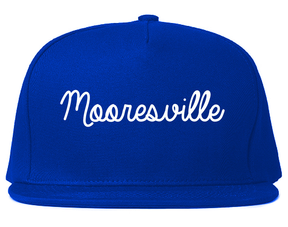 Mooresville Indiana IN Script Mens Snapback Hat Royal Blue