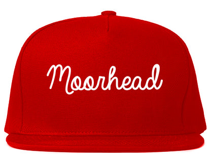 Moorhead Minnesota MN Script Mens Snapback Hat Red