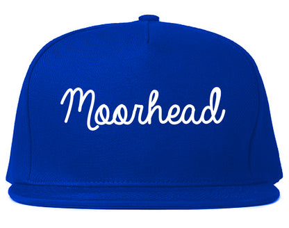 Moorhead Minnesota MN Script Mens Snapback Hat Royal Blue