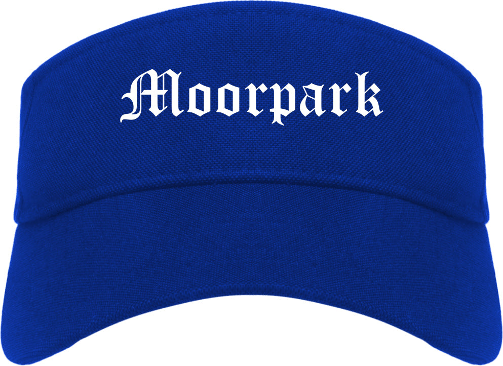 Moorpark California CA Old English Mens Visor Cap Hat Royal Blue