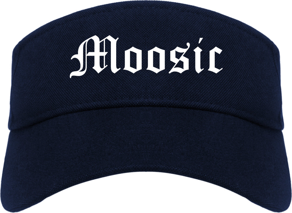 Moosic Pennsylvania PA Old English Mens Visor Cap Hat Navy Blue