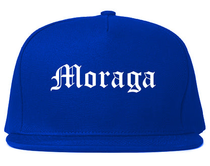 Moraga California CA Old English Mens Snapback Hat Royal Blue