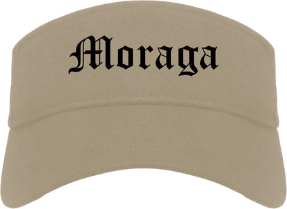 Moraga California CA Old English Mens Visor Cap Hat Khaki