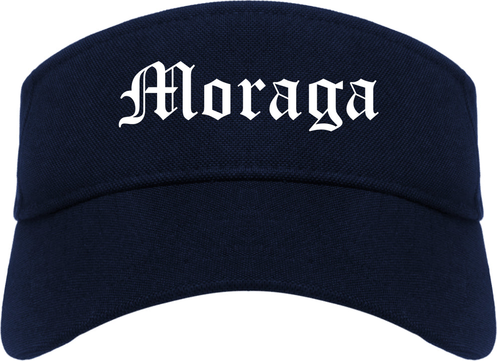 Moraga California CA Old English Mens Visor Cap Hat Navy Blue