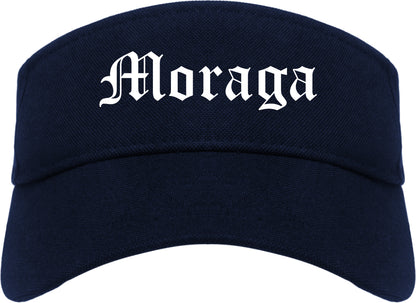 Moraga California CA Old English Mens Visor Cap Hat Navy Blue