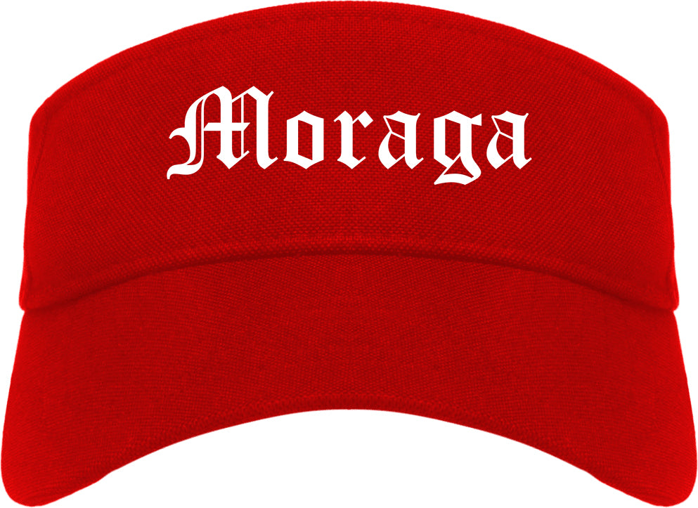 Moraga California CA Old English Mens Visor Cap Hat Red