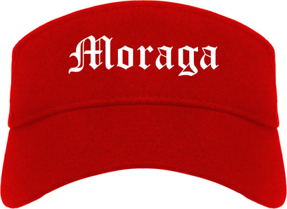 Moraga California CA Old English Mens Visor Cap Hat Red