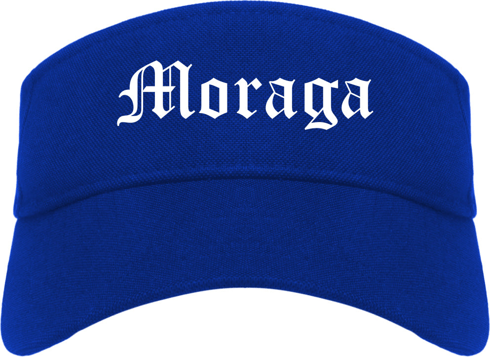 Moraga California CA Old English Mens Visor Cap Hat Royal Blue