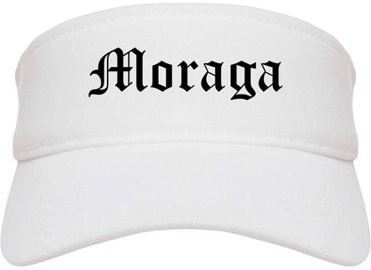Moraga California CA Old English Mens Visor Cap Hat White
