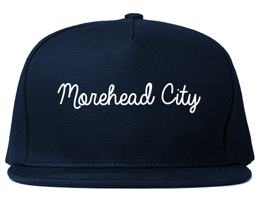 Morehead City North Carolina NC Script Mens Snapback Hat Navy Blue