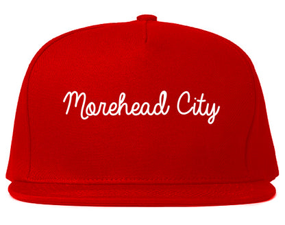 Morehead City North Carolina NC Script Mens Snapback Hat Red