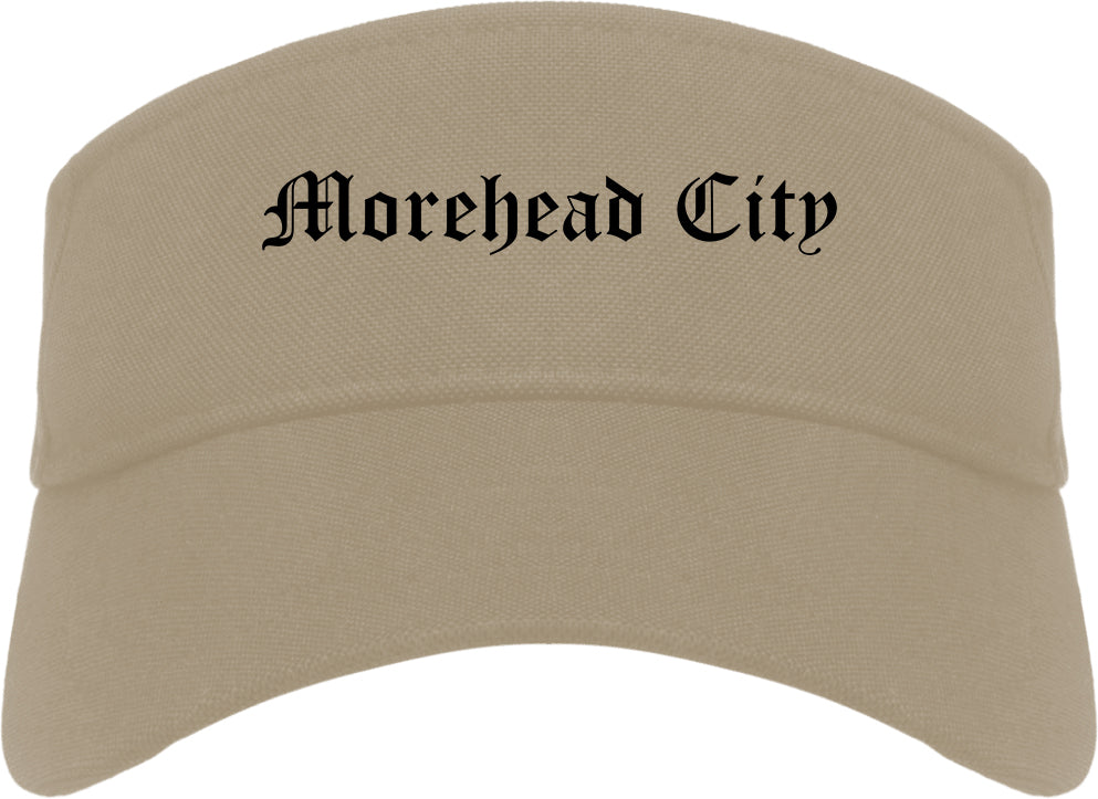 Morehead City North Carolina NC Old English Mens Visor Cap Hat Khaki