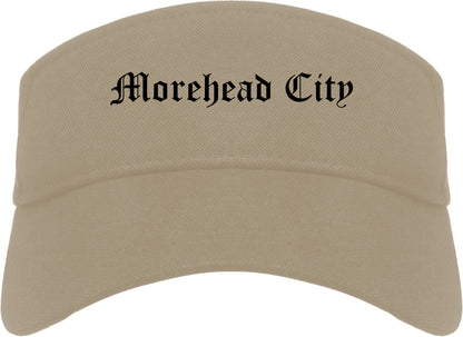 Morehead City North Carolina NC Old English Mens Visor Cap Hat Khaki