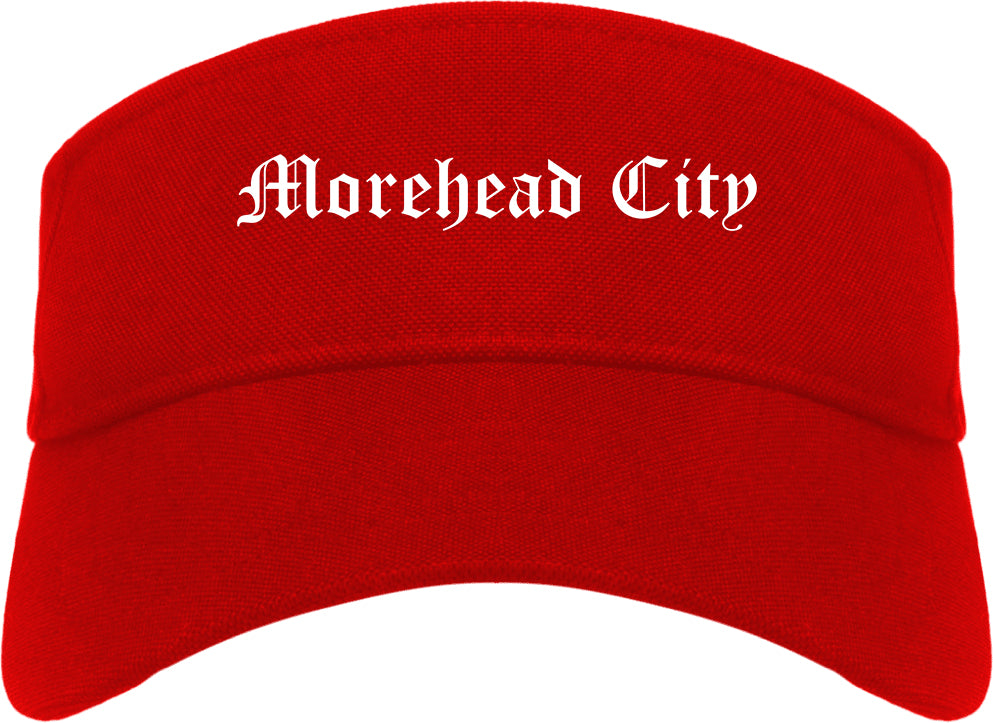 Morehead City North Carolina NC Old English Mens Visor Cap Hat Red
