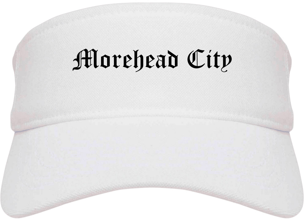 Morehead City North Carolina NC Old English Mens Visor Cap Hat White