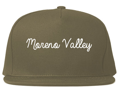 Moreno Valley California CA Script Mens Snapback Hat Grey