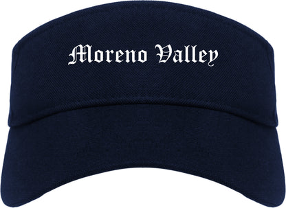 Moreno Valley California CA Old English Mens Visor Cap Hat Navy Blue