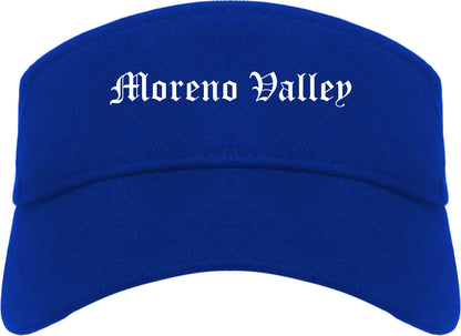 Moreno Valley California CA Old English Mens Visor Cap Hat Royal Blue