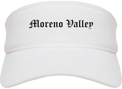 Moreno Valley California CA Old English Mens Visor Cap Hat White