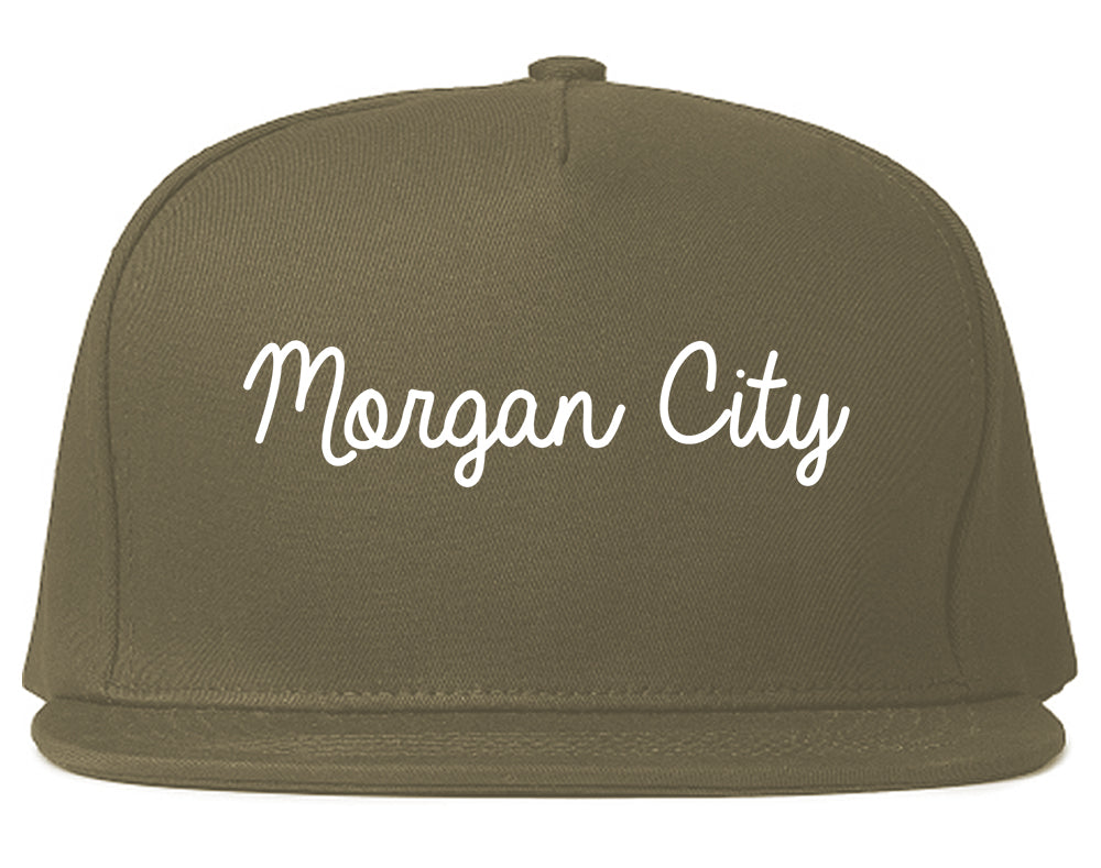 Morgan City Louisiana LA Script Mens Snapback Hat Grey
