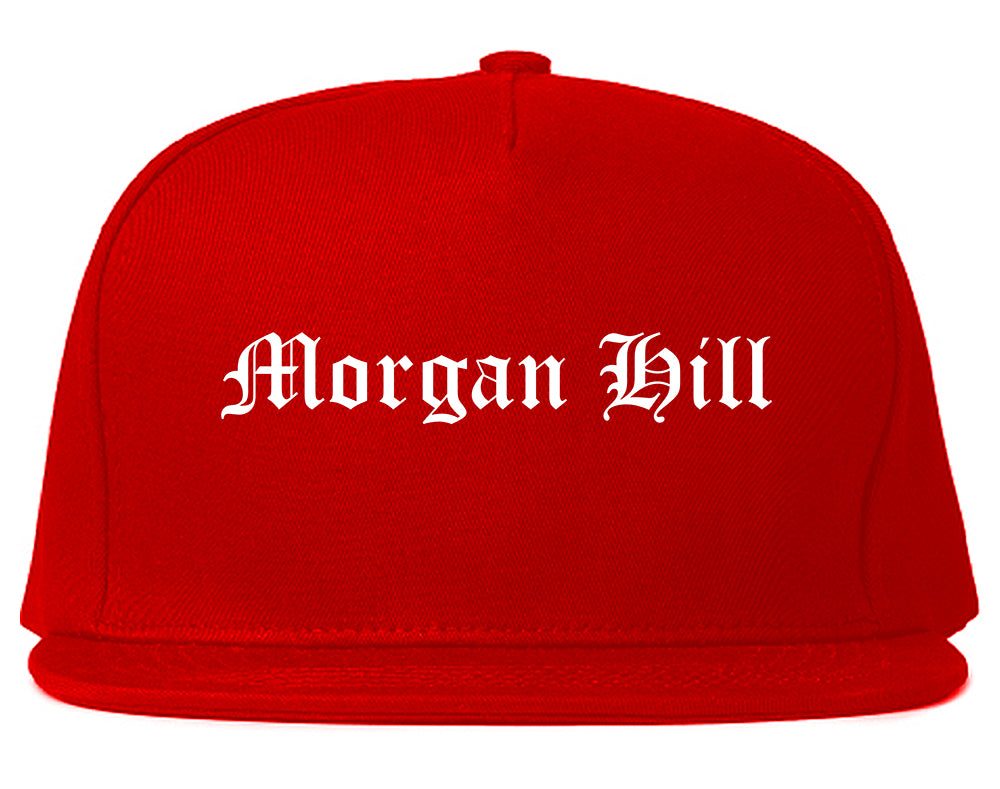Morgan Hill California CA Old English Mens Snapback Hat Red
