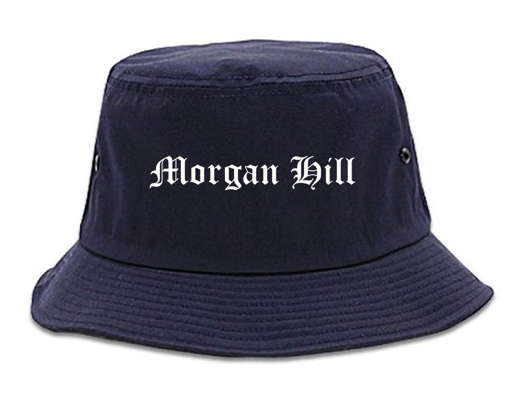Morgan Hill California CA Old English Mens Bucket Hat Navy Blue