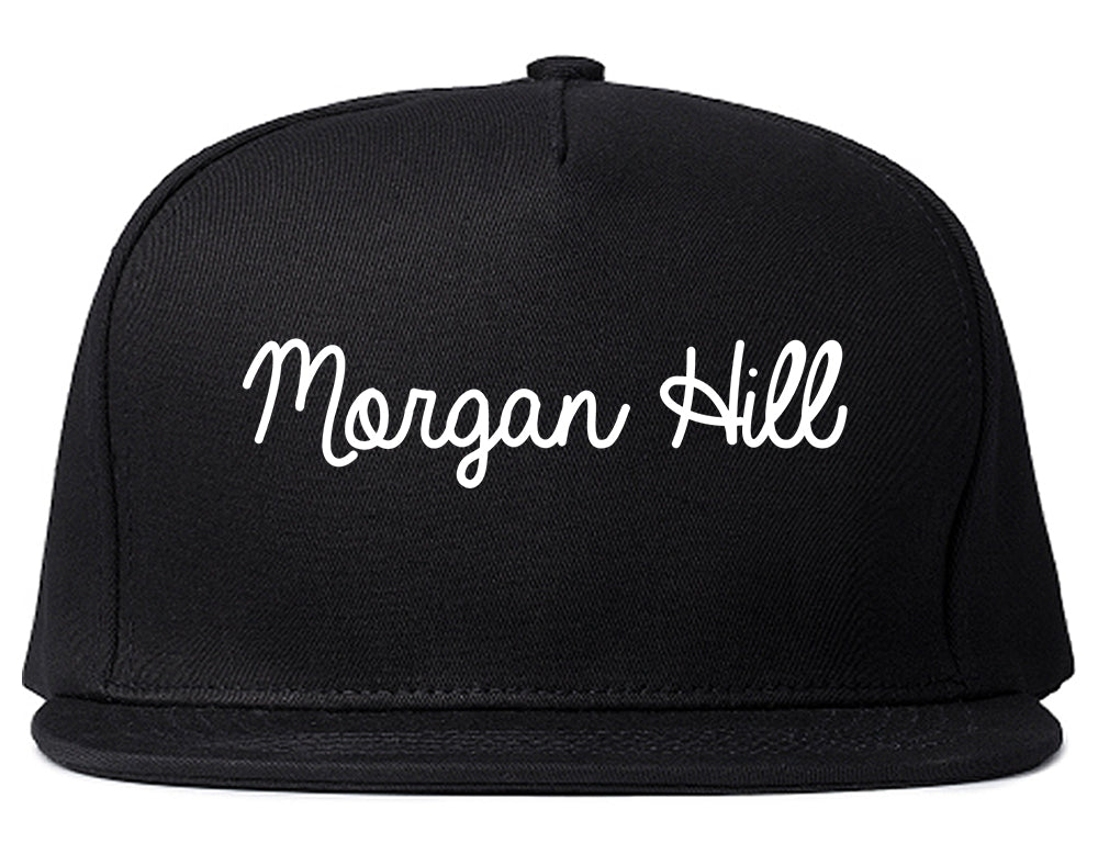 Morgan Hill California CA Script Mens Snapback Hat Black