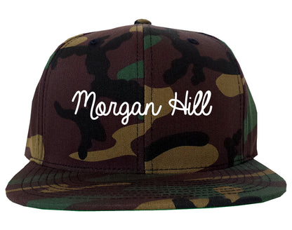 Morgan Hill California CA Script Mens Snapback Hat Army Camo