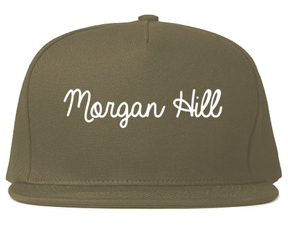Morgan Hill California CA Script Mens Snapback Hat Grey