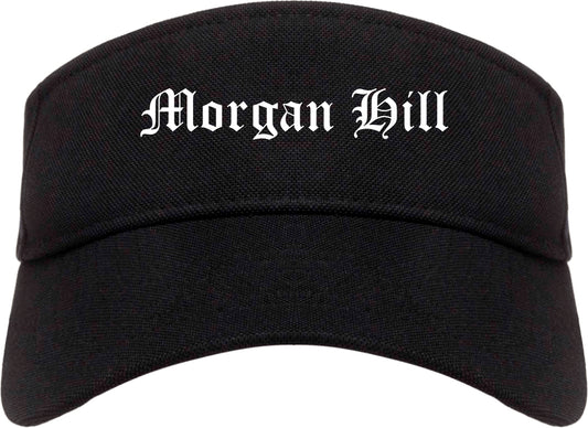 Morgan Hill California CA Old English Mens Visor Cap Hat Black