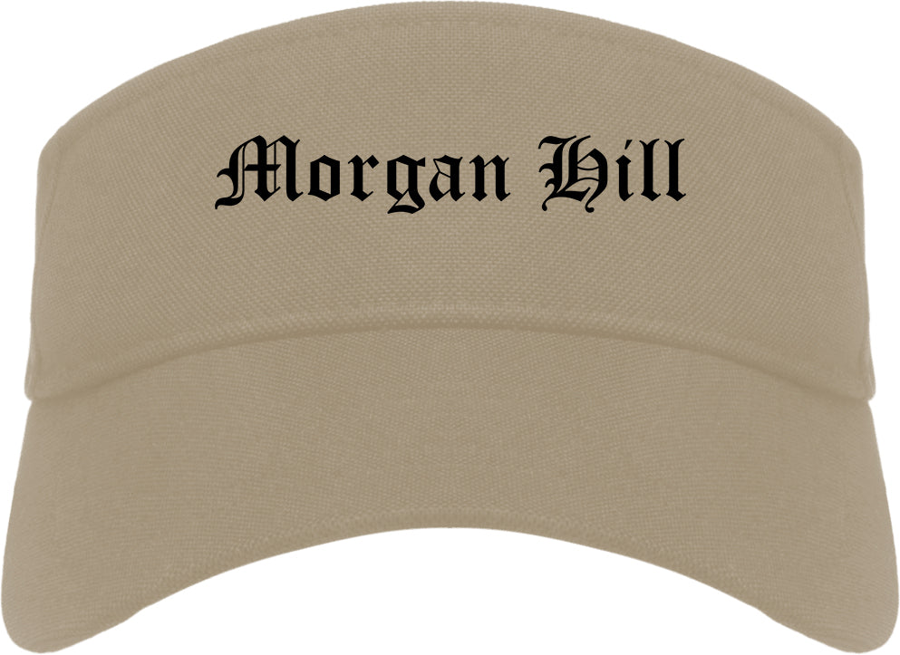 Morgan Hill California CA Old English Mens Visor Cap Hat Khaki