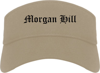 Morgan Hill California CA Old English Mens Visor Cap Hat Khaki