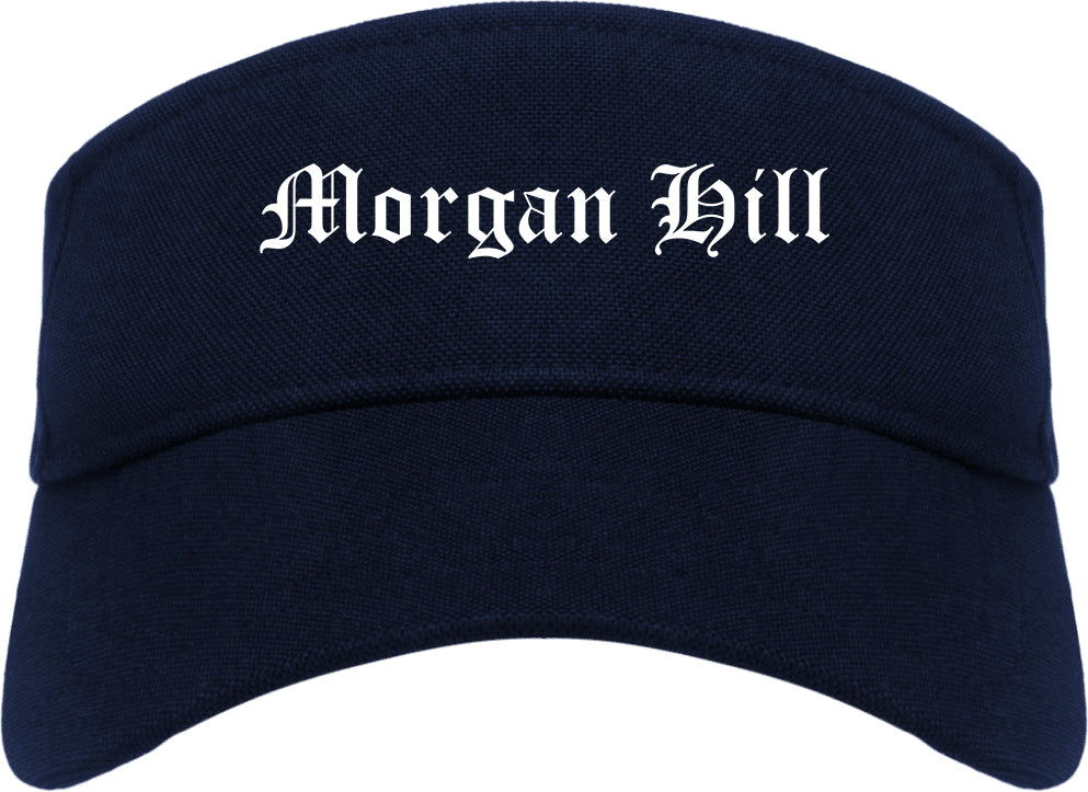 Morgan Hill California CA Old English Mens Visor Cap Hat Navy Blue