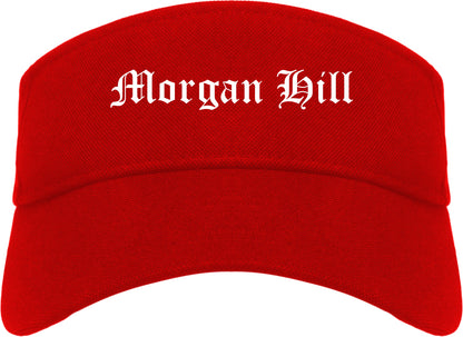Morgan Hill California CA Old English Mens Visor Cap Hat Red