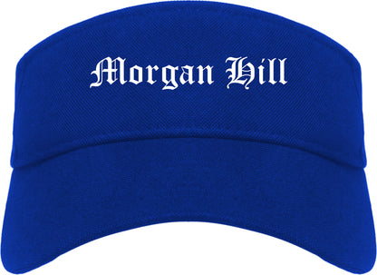 Morgan Hill California CA Old English Mens Visor Cap Hat Royal Blue