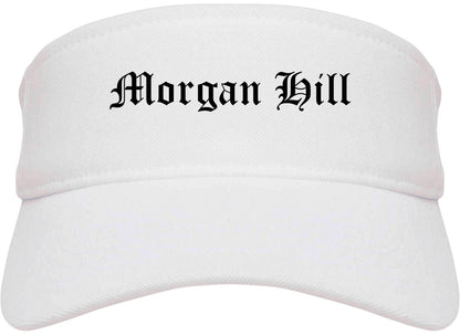 Morgan Hill California CA Old English Mens Visor Cap Hat White
