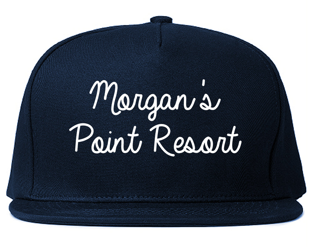 Morgan's Point Resort Texas TX Script Mens Snapback Hat Navy Blue